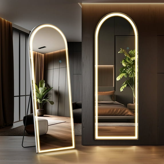 CONCETTA 60"x 16" Arched Full Length Mirror LED Floor Mirror, 3 Color Modes for Bedroom Cloakroom