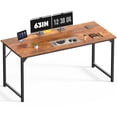 thumbnail image 1 of CONCETTA 63 Inch Computer Writing Desk with Storage Bag, Steel Frame for Home Office Study, Brown, 1 of 9