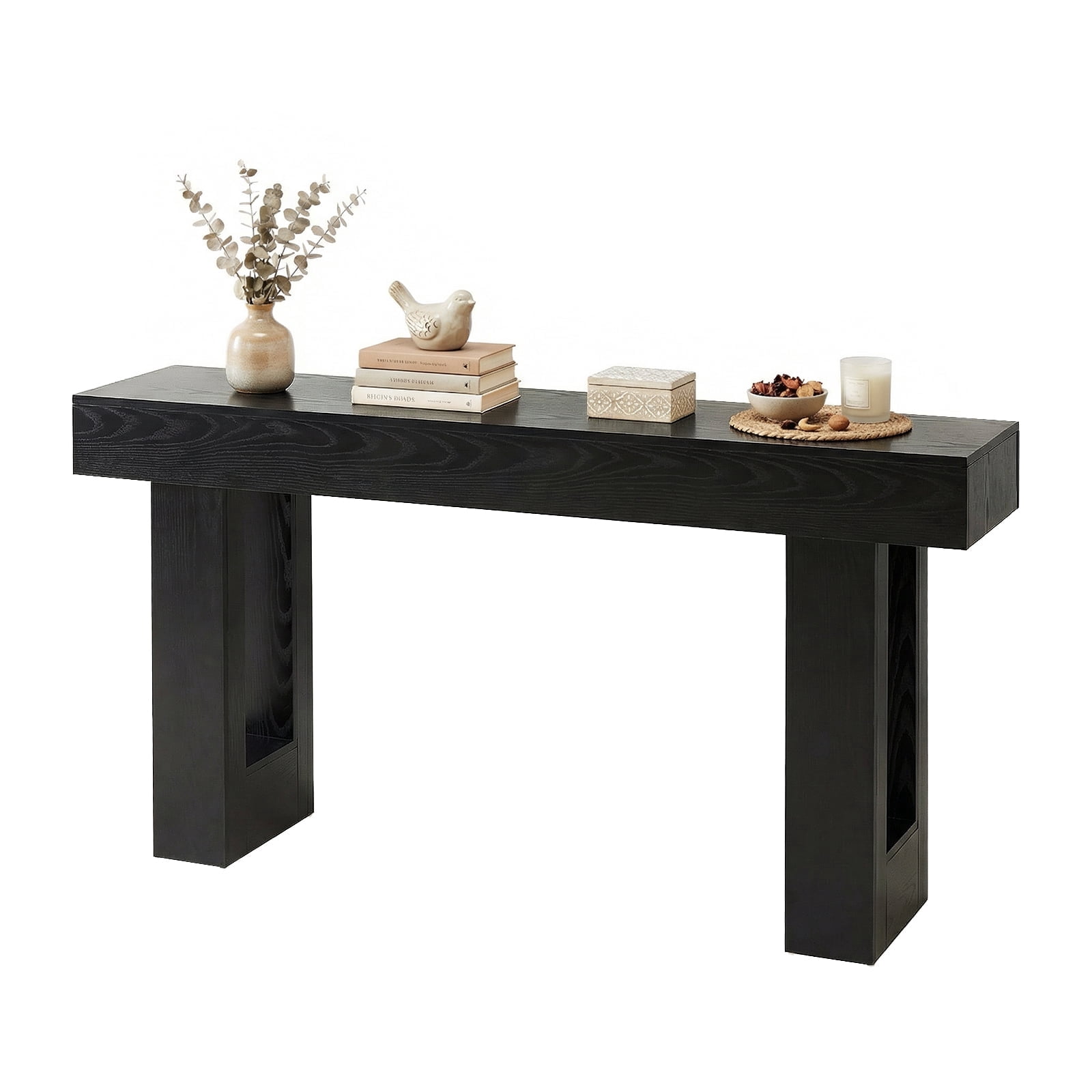 CONCETTA 63-inch Long Console Table, Wooden Farmhouse Sofa Table Behind Couch, Entryway for Hallway, Living Room, Black
