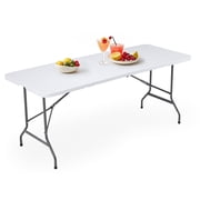 SHOUFTW 6FT Portable Folding Table, Heavy Duty Plastic Utility Table with Handle, Frame Lock & 300lb Capacity for Picnic, Party, Camping, White