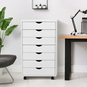 CONCETTA 7-Drawer File Cabinet, Lateral Filing Under Desk Storage Organizer with Wheels for Home Office, White