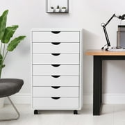 CONCETTA 7-Drawer File Cabinet, Lateral Filing Under Desk Storage Organizer with Wheels for Home Office, White