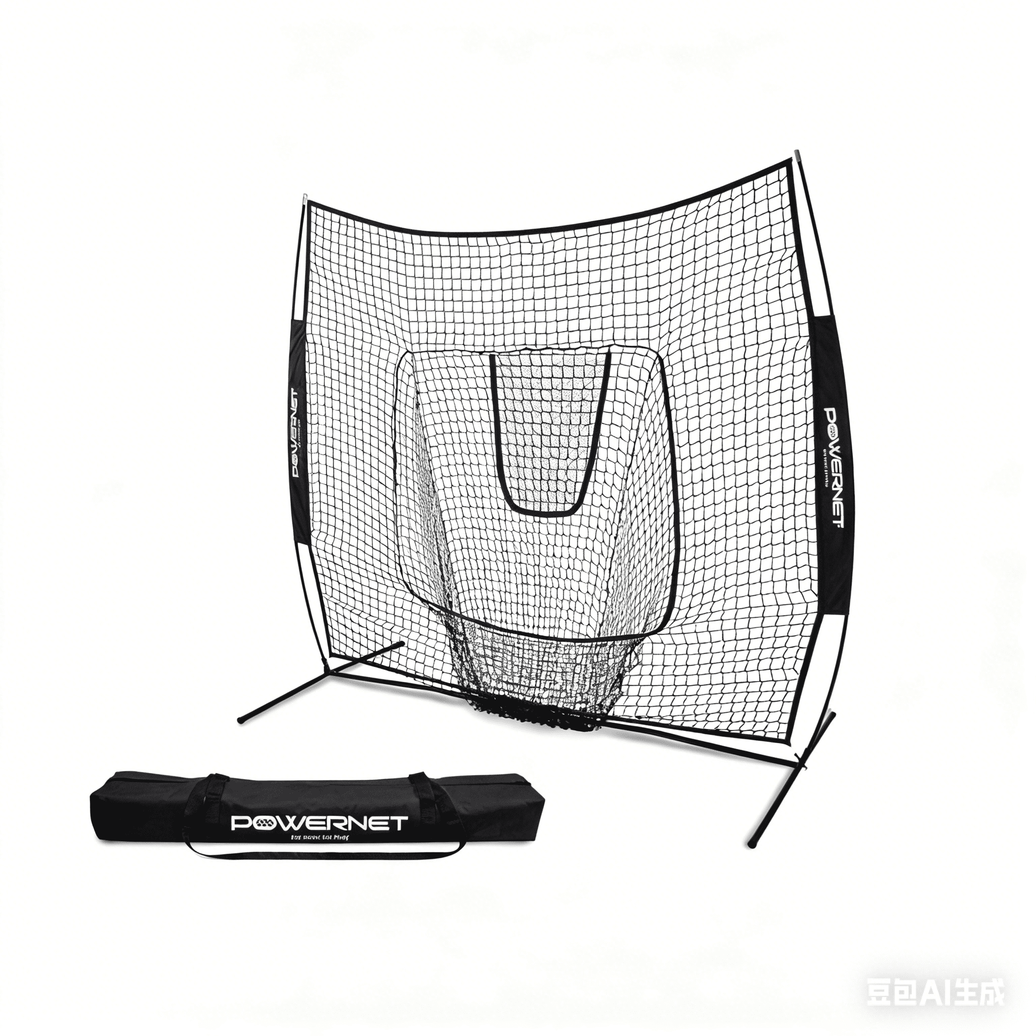 CONCETTA 7 ft x 7 ft Baseball & Softball Nets Practice Hitting & Pitching Net with Bow Type Frame, Carry Bag and Strike Zone, Great for All Skill Levels， Black