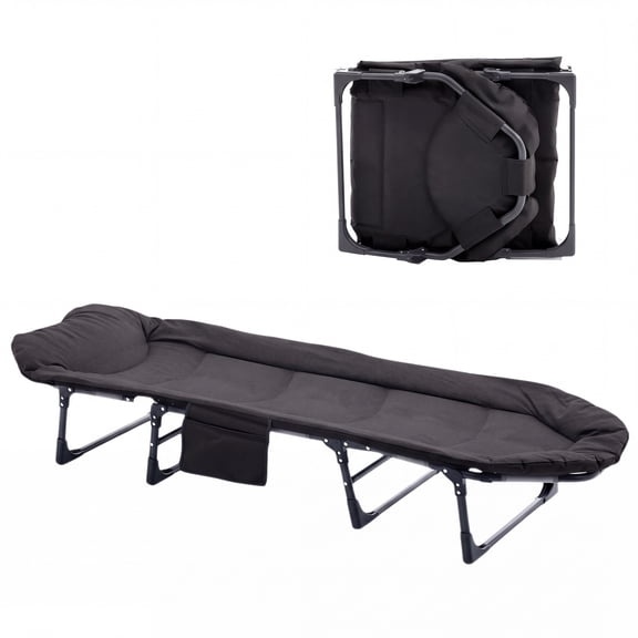 CONCETTA 71 Inch Camping Cot Extra Wide, Heavy-Duty Oxford Fabric, Portable Folding Sleeping Bed, Black