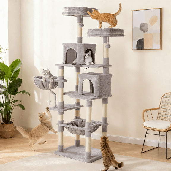 CONCETTA 71 Inch Large Cat Tree Tower for Indoor Cats, Multi-Level Cat Climbing Tower with Condo, Sisal Scratching Posts, Hammock, Durable Pet House for Multiple Cats Play, Stable Design