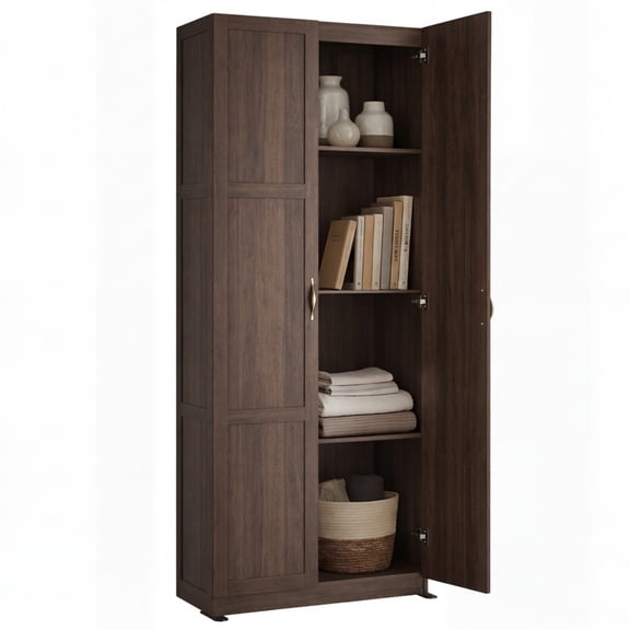 CONCETTA 71 inch Wooden Storage Cabinet, Freestanding Cupboard, 4-Tier Home Organizer for Kitchen, Living Room, Bedroom, Pantry, Brown