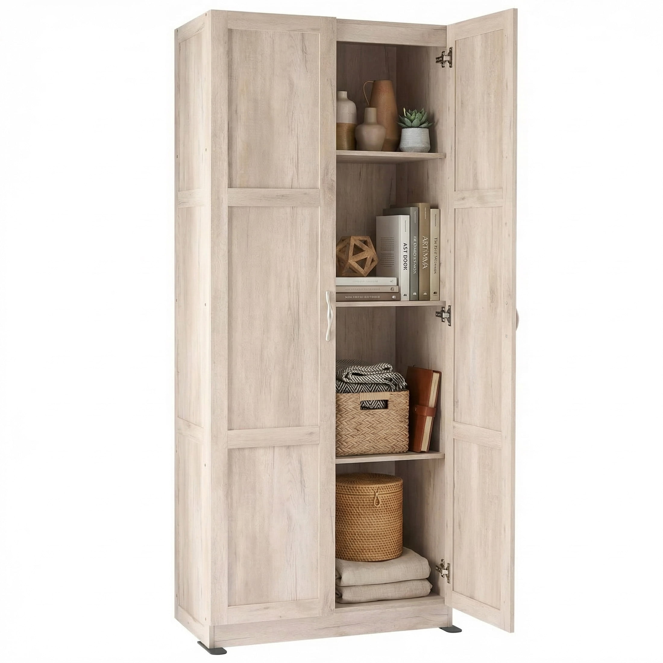 CONCETTA 71 inch Wooden Storage Cabinet, Freestanding Cupboard, 4-Tier Home Organizer for Kitchen, Living Room, Bedroom, Pantry, Beige