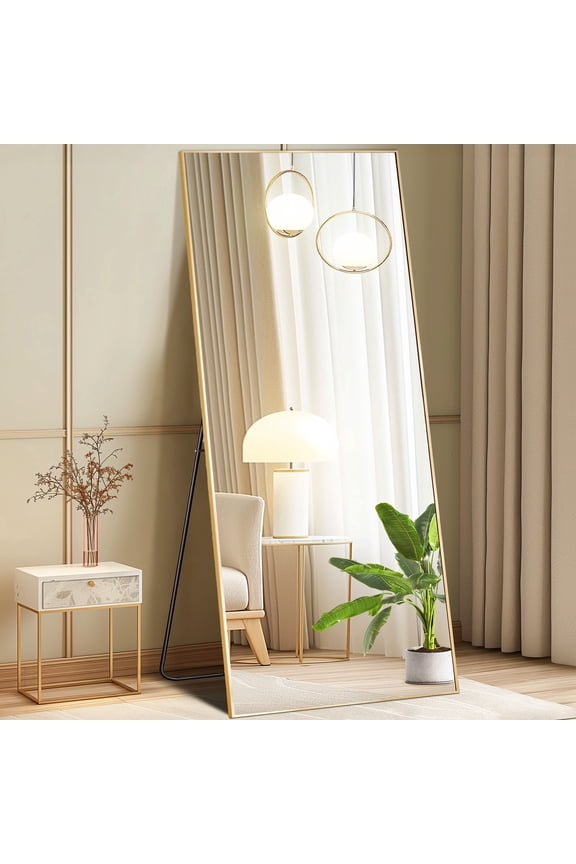 71"x28" Rectangle Full Length Mirror, Full Body Standing Mirror Floor Mirrors,Gold