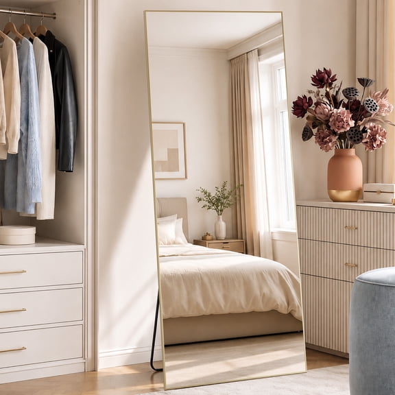 CONCETTA 71"x30" Rectangle Full Length Mirror, Full Body Standing Mirror Floor Mirrors,Gold