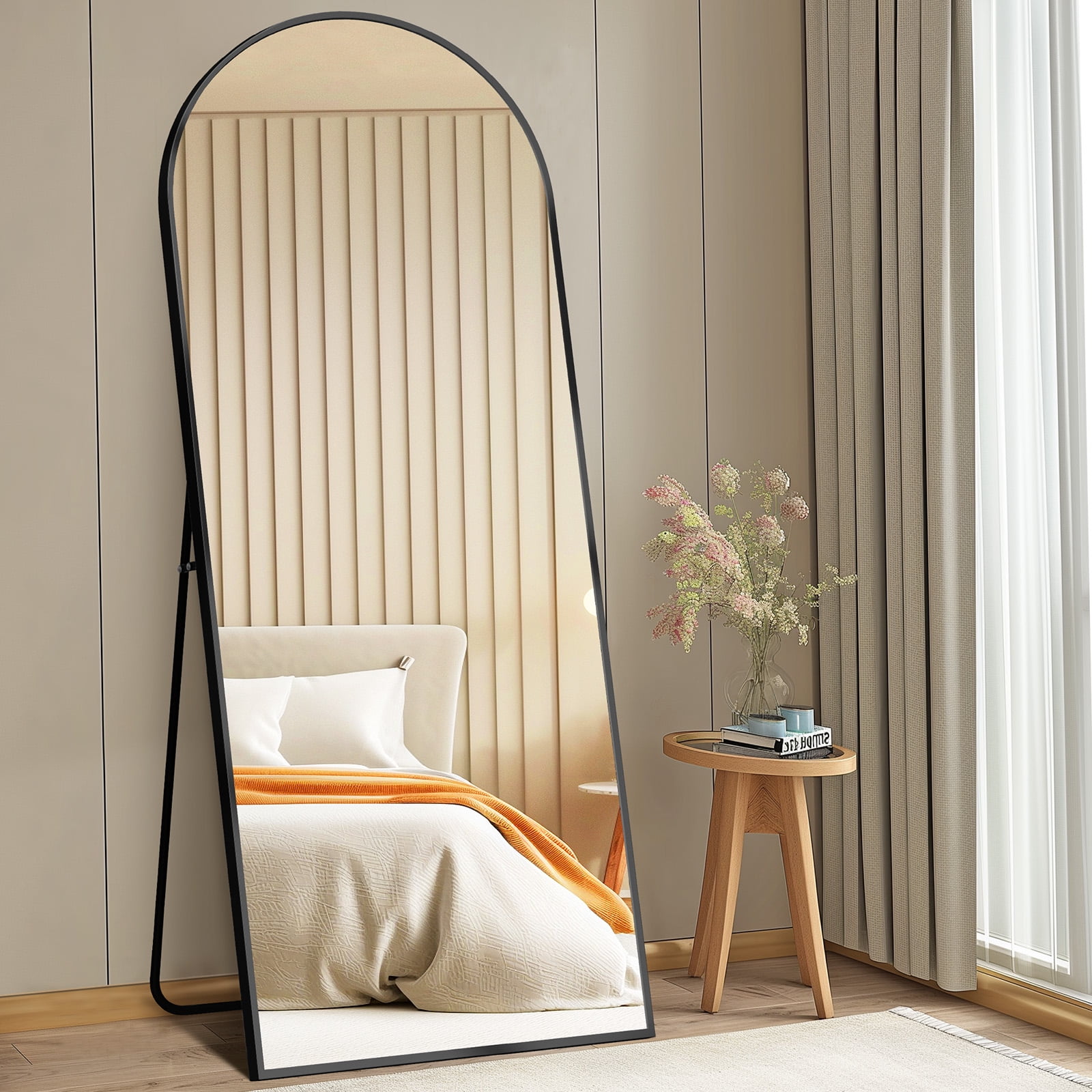 CONCETTA 76"x34" Arched Full Length Mirror, Full Body Standing Mirror Floor Mirror- Black
