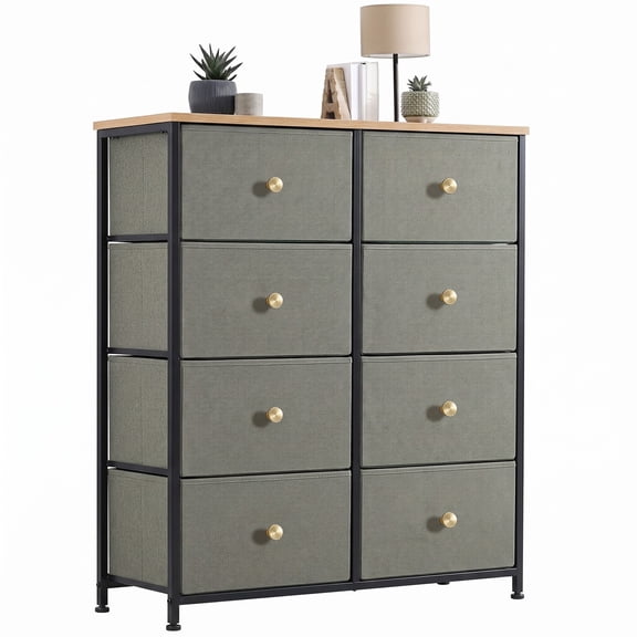 CONCETTA 8-Drawer Fabric Dresser Storage Chest for Bedroom, Closet, Entryway, Storage Furniture for Adults, Dark Green