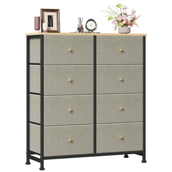 CONCETTA 8-Drawer Fabric Dresser Storage Chest for Bedroom, Closet, Entryway, Storage Furniture for Adults, Dark Green