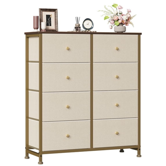 CONCETTA 8-Drawer Fabric Dresser Storage Chest for Bedroom, Closet, Entryway, Storage Furniture for Adults, Khaki