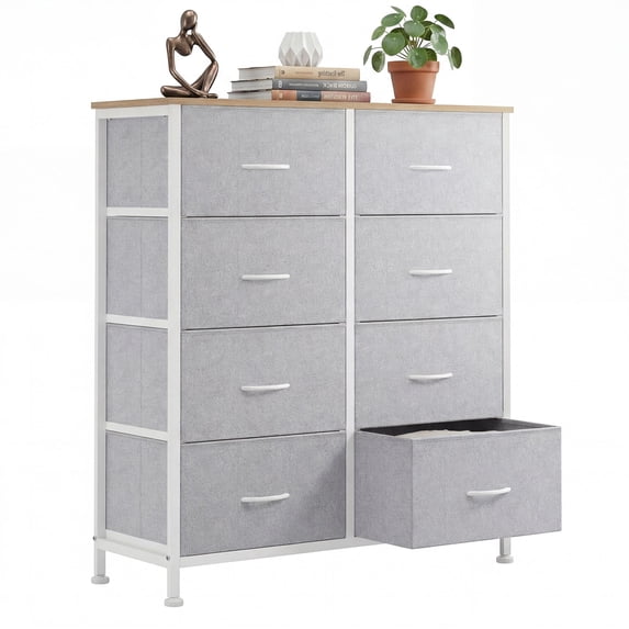 CONCETTA 8-Drawer Fabric Dresser Storage Chest for Bedroom, Closet, Entryway, Storage Furniture for Adults, Light Gray