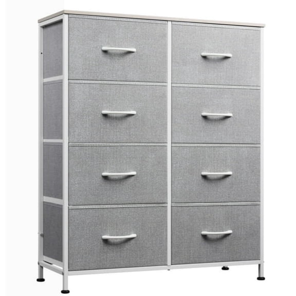 CONCETTA 8-Drawer Fabric Dresser Storage Chest for Bedroom, Closet, Entryway, Storage Furniture for Adults, Light Gray
