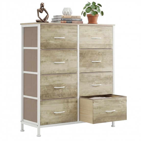 CONCETTA 8-Drawer Fabric Dresser Storage Chest for Bedroom, Closet, Entryway, Storage Furniture for Adults, Oak