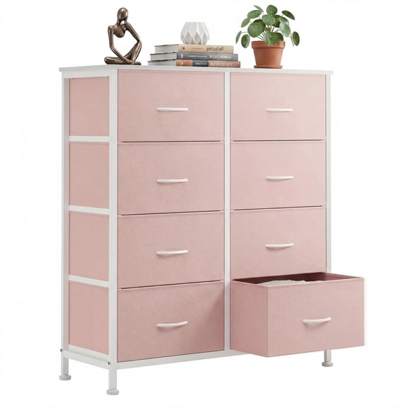 CONCETTA 8-Drawer Fabric Dresser Storage Chest for Bedroom, Closet, Entryway, Storage Furniture for Adults, Pink