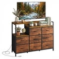 thumbnail image 1 of CONCETTA 8-Drawer Dresser TV Stand for Bedroom with Charging Station, Teen/Adult Fabric Storage with Open Shelves, Rust, 1 of 8