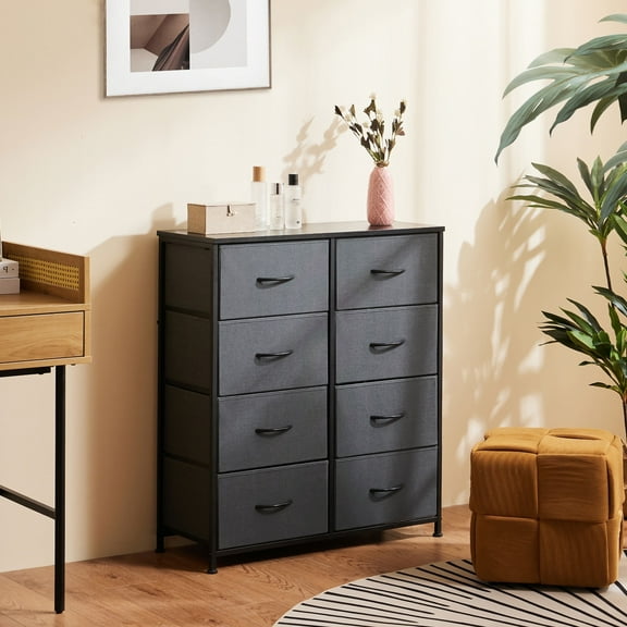 CONCETTA 8-Drawer Fabric Dresser, Storage Organizer Cabinet for Living Room, Bedroom, Office, Gray