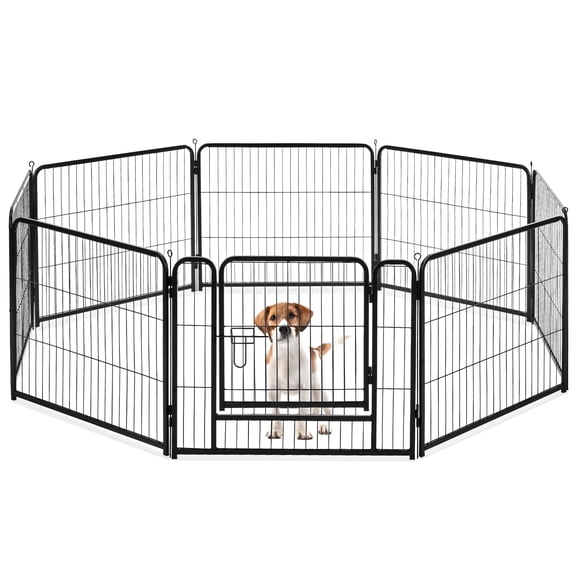 CONCETTA 24-Inch Dog Playpen with Secure Locking Door - Foldable 8-Panel Metal Exercise Pen for Puppies, Small Animals - Portable, Space-Saving Indoor/Outdoor Pet Enclosure