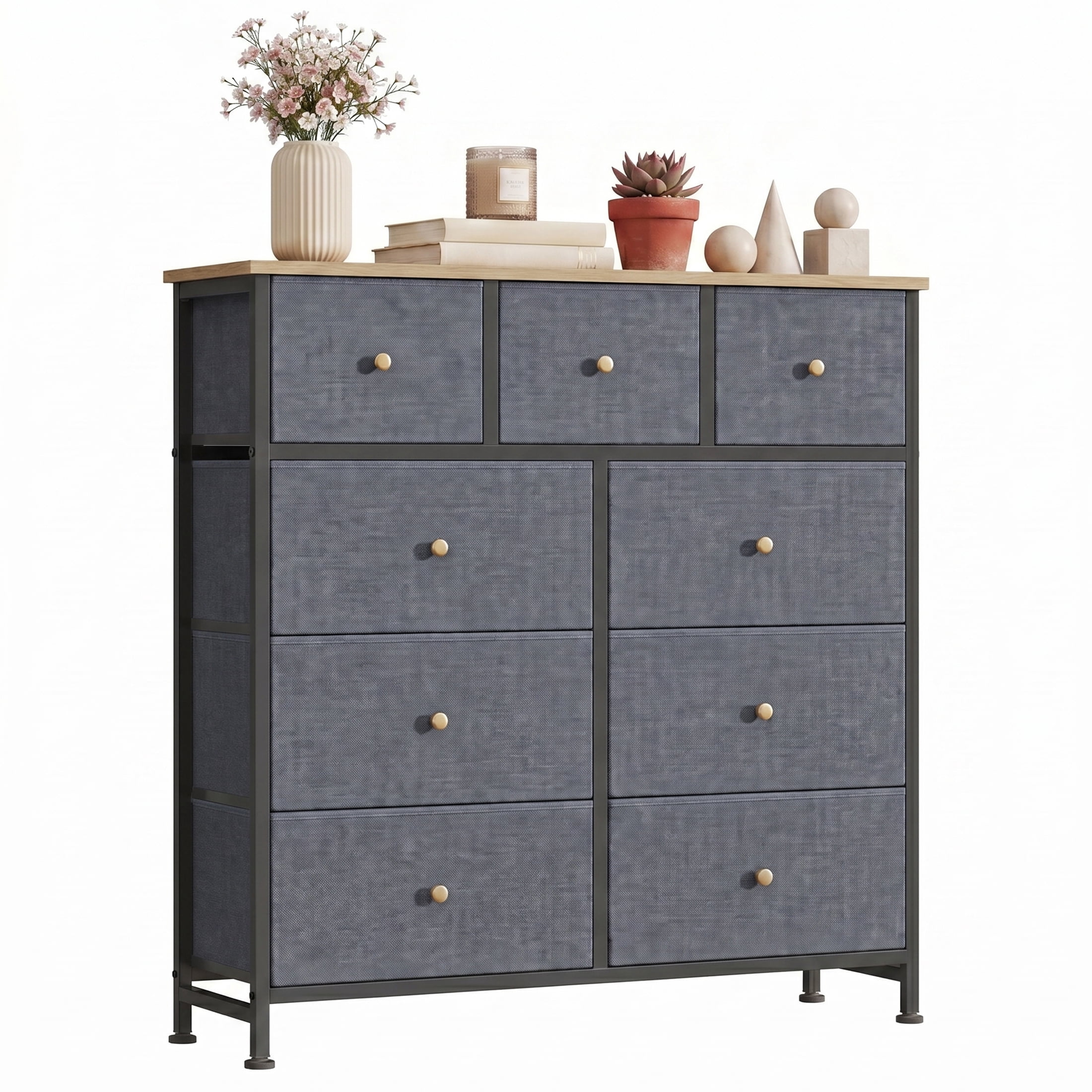 blue fabric dresser CONCETTA 9-Drawer Storage Chest for Bedroom, Closet, Storage Furniture for Adults, The Narrow 5