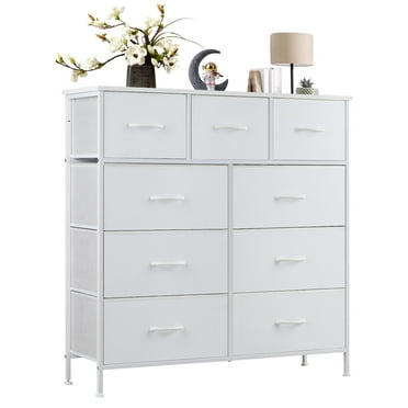 CONCETTA 9-Drawer Fabric Dresser, TV Cabinet Sideboard, Storage Organizer Cabinet for Living Room, Bedroom, Office, White