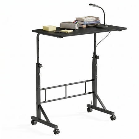 CONCETTA Adjustable Height Mobile Standing Desk with Wheels, 16"x31.5" Small Rolling Computer Desk for Home Office, Black