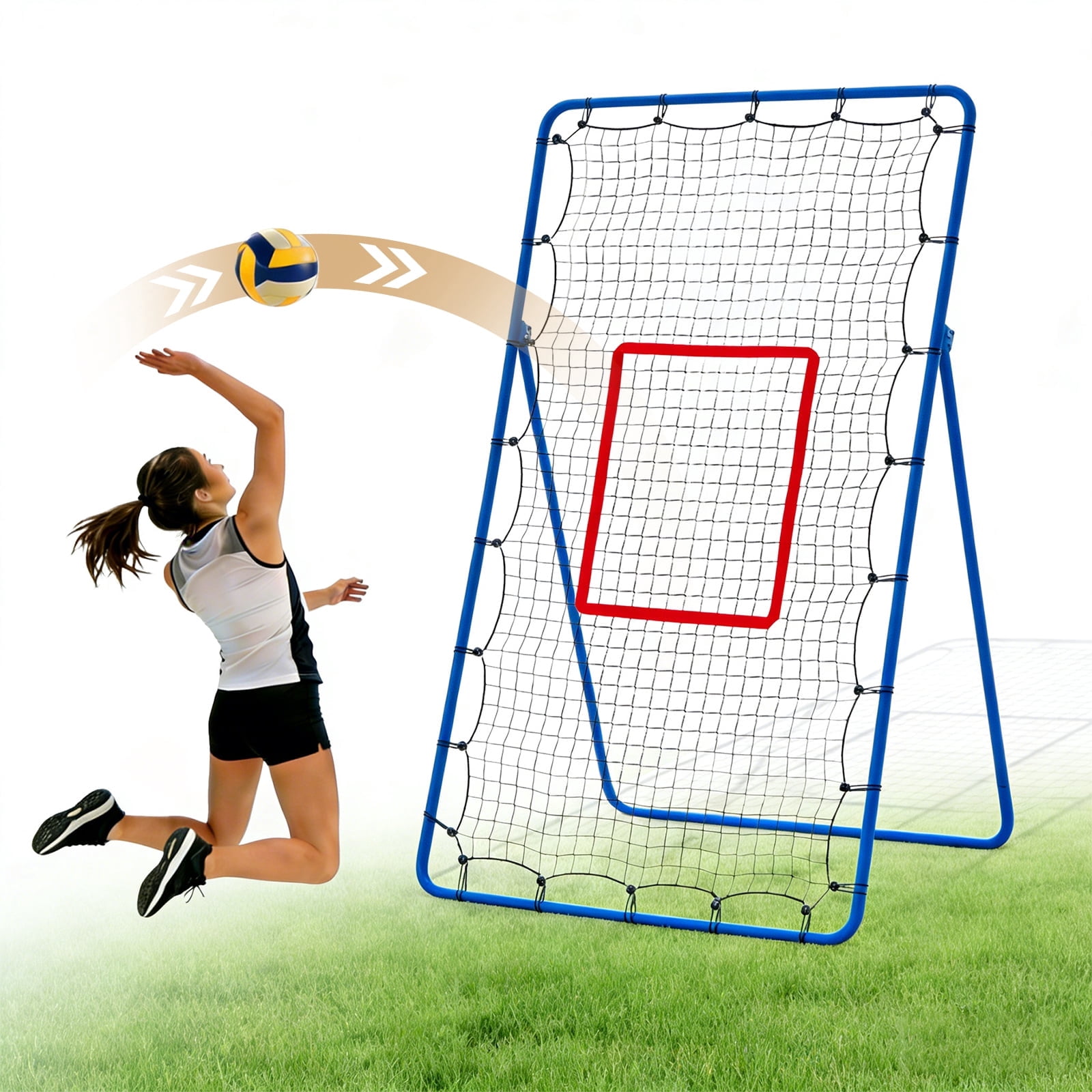 CONCETTA Volleyball Rebounder Net, Adjustable Angle Ball Return Equipment for Indoor Outdoor Use, Durable & Portable with Carry Bag