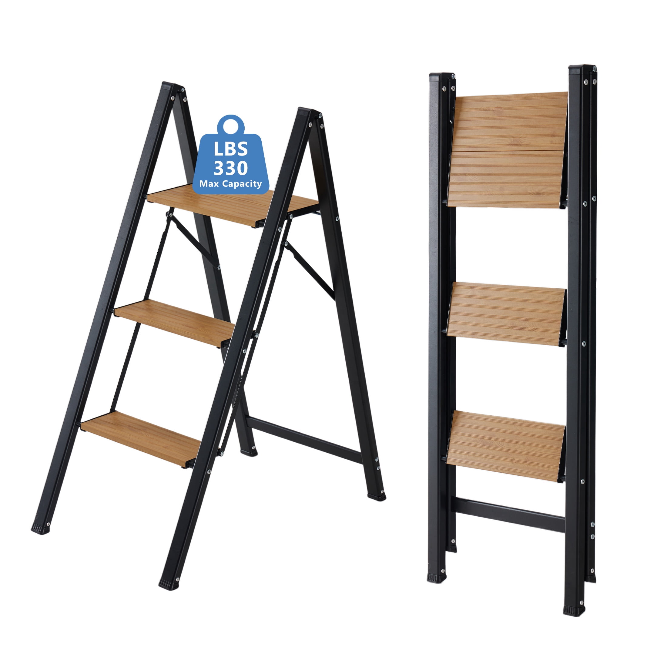 CONCETTA Aluminum alloy 3 Step Ladder, Folding Step Stool with Anti ...
