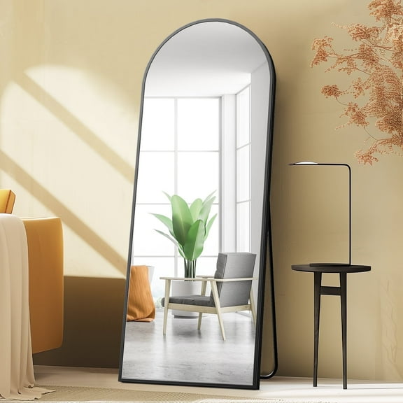 CONCETTA 64"x21" Arched Full Length Mirror, Full Body Standing Mirror Floor Mirrors, Black