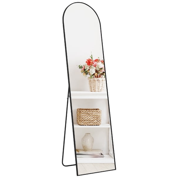 CONCETTA 59"x16" Arched Full Length Mirror, Full Body Standing Mirror Floor Mirrors, Black