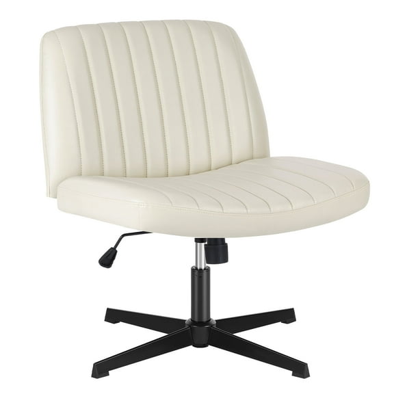 CONCETTA Armless Office Chair - Adjustable Height, Stylish PU+PVC Beige for Home Office