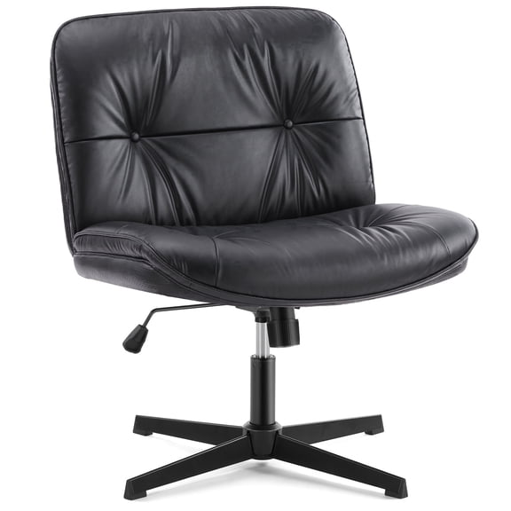 CONCETTA Armless Office Chair - PU Leather Seat, Rocking Back, Ideal for Home Office & Bedroom, Black