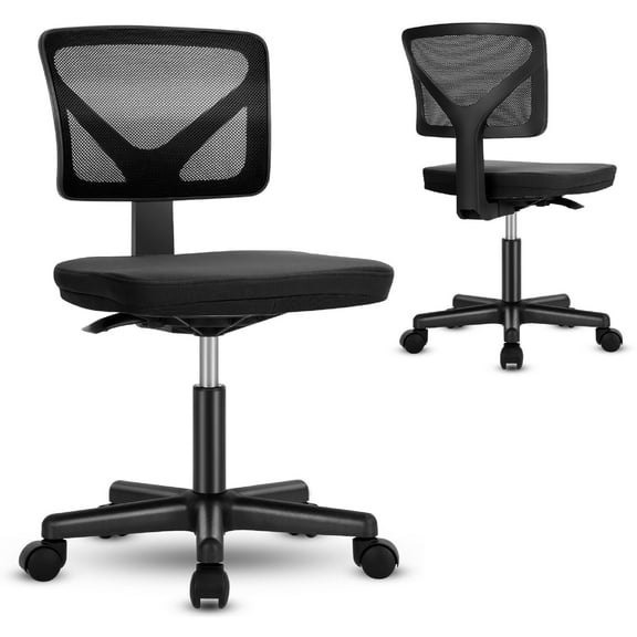 CONCETTA Armless Office Computer Desk Chair, Ergonomic Low-Back Mesh Rolling Work Swivel Chairs with Wheels, Black
