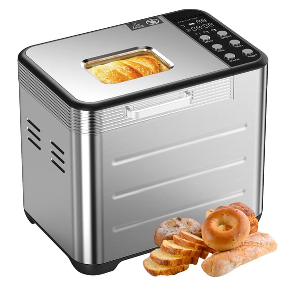 CONCETTA Bread Maker Machine, 20-in-1 Automatic Bread Machine, 2LB Capacity, 12H Delay Timer, Silver