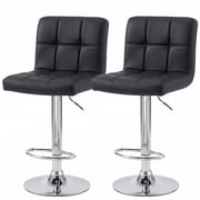CONCETTA Bar Stools Set of 2, Adjustable Swivel PU Leather Counter Seats with Back, Black