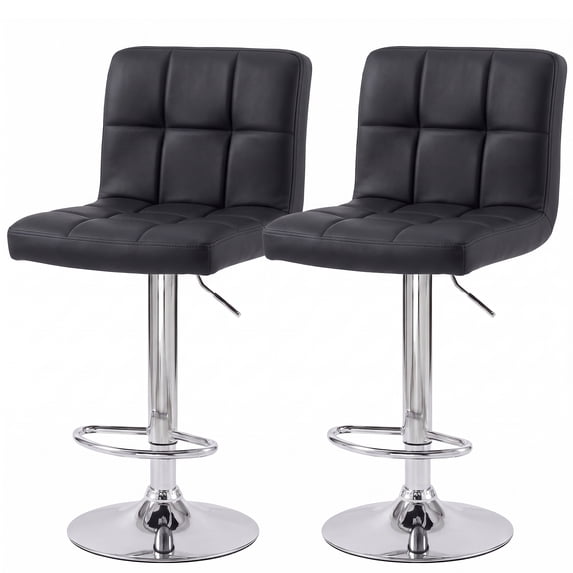 CONCETTA Bar Stools Set of 2, Adjustable Swivel PU Leather Counter Seats with Back, Black