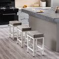 thumbnail image 1 of CONCETTA Bar Stools Set of 2, Hight 24 Inch Kitchen Barstools with Metal Base, PU Leather Saddle Seats for Kitchen, Gray, 1 of 6