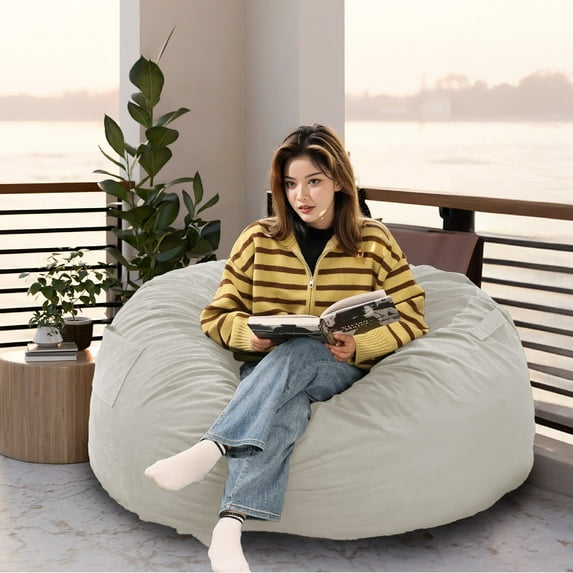 CONCETTA Bean Bag Chair Beanbag for Adults and Kids, Oversized Beanbag for Gaming Reading Foam Filled Couch Furniture with Soft Removable Cover, 3 Feet, Grey