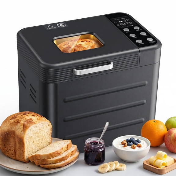 CONCETTA Bread Maker Machine with 12 Menu Options, 3 Loaf Sizes up to 2 lb, 3 Crust Settings, Removable Baking Pan & Kneading Paddle,Black