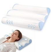 CONCETTA Cloud-Shaped Deep Sleep Pillow, Includes Pillowcase, Contour Memory Foam Pillow for Side and Back Sleepers