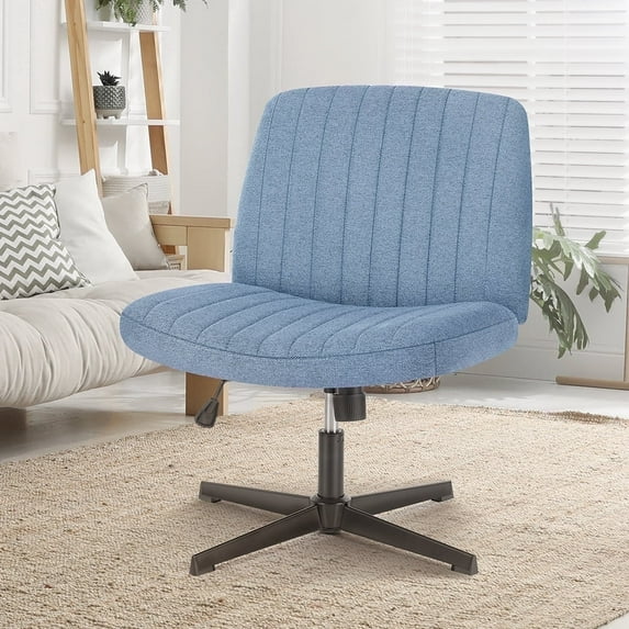 CONCETTA Comfortable Armless Office Chair Adjustable Height, Perfect for Home Workstation, Linen - Blue