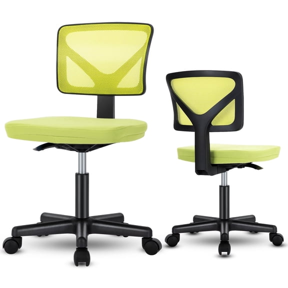 CONCETTA Compact Ergonomic Mesh Office Chair – Armless Swivel Design, Adjustable Height, Ideal for Small Spaces, Green