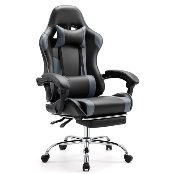 CONCETTA Gaming Chair with Footrest and Lumbar Support, Home Offfice Chair, Computer chair, Black and Gray