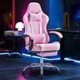 thumbnail image 1 of CONCETTA Computer Chair with Footrest and Lumbar Support, Home Offfice Chair, Pink and White, 1 of 9