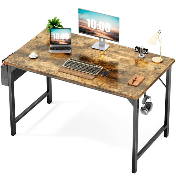 CONCETTA Computer Desk 40 Inch, Simple Farmhouse Table With Storage Bag & Headphone Hooks, Rust