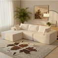 thumbnail image 1 of edx Convertible Sectional Couches Comfy&nbsp;Fluffy 4 Seat Memory Foam Sectional Sofa Upholstered Couches for Living Room Bedroom,No Assembly Required, Left Facing Chaise Beige, 1 of 7