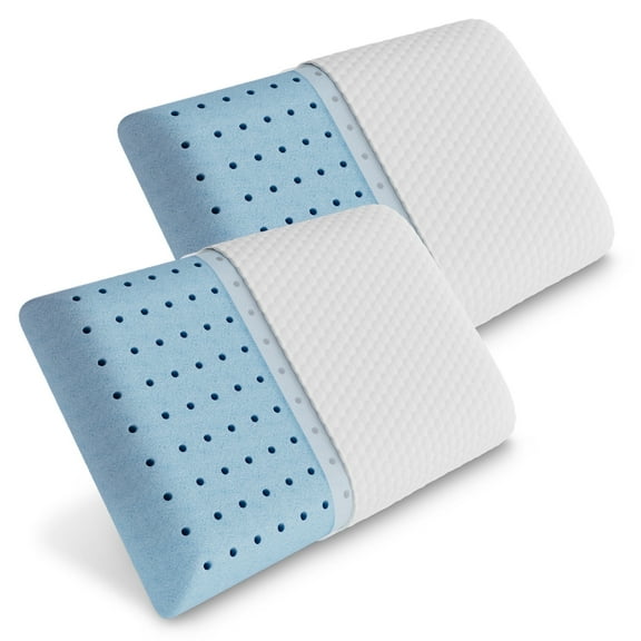 CONCETTA Cooling Bed Pillow Memory Foam Pillow for Sleeping Standard Size with Removable Cover for Back, Side, & Stomach Sleepers, 2 Pack