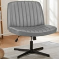 thumbnail image 1 of CONCETTA Criss Cross Legged Armless No Wheels Chairs, Height Adjustable Office Chair with Wide Seat Swivel Padded Fabric for Home Office Bedroom, PU+PVC - Gray, 1 of 6