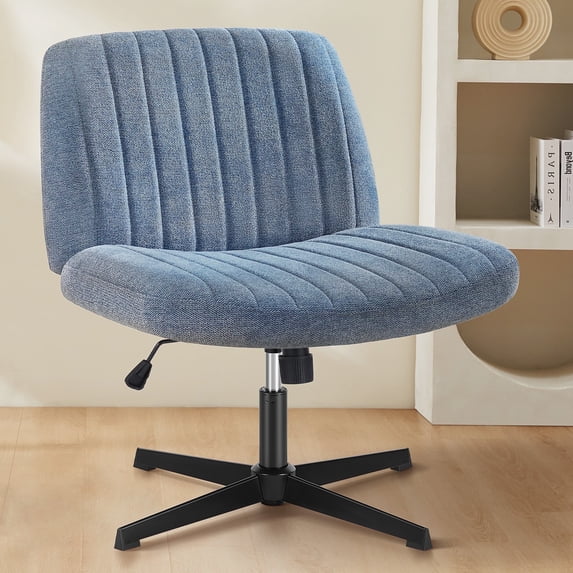 CONCETTA Cross Chair Legged Office Wide Comfy Desk Seat, No Wheels Armless Computer Task Seating, Swivel Vanity Height Adjustable